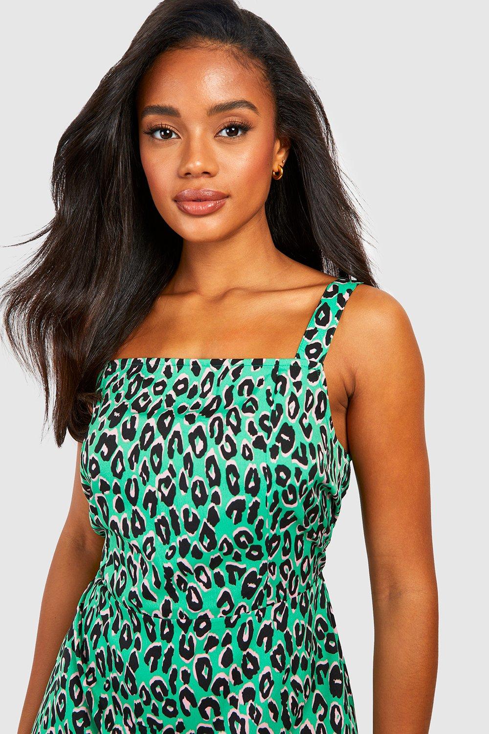 Primark green 2025 animal print dress