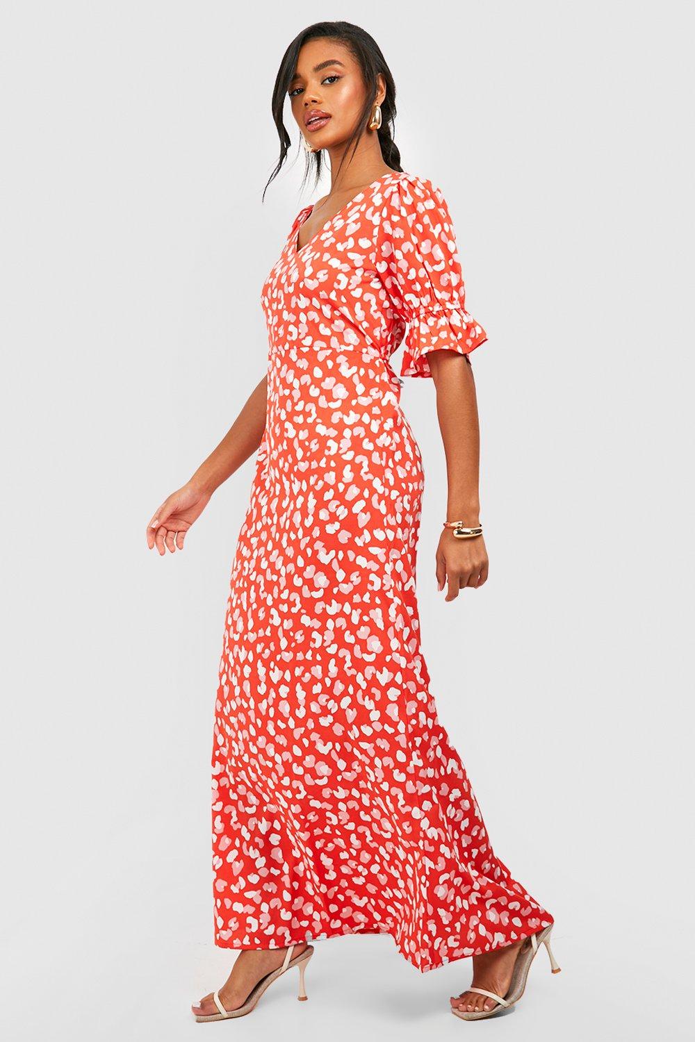 Red animal print 2025 maxi dress