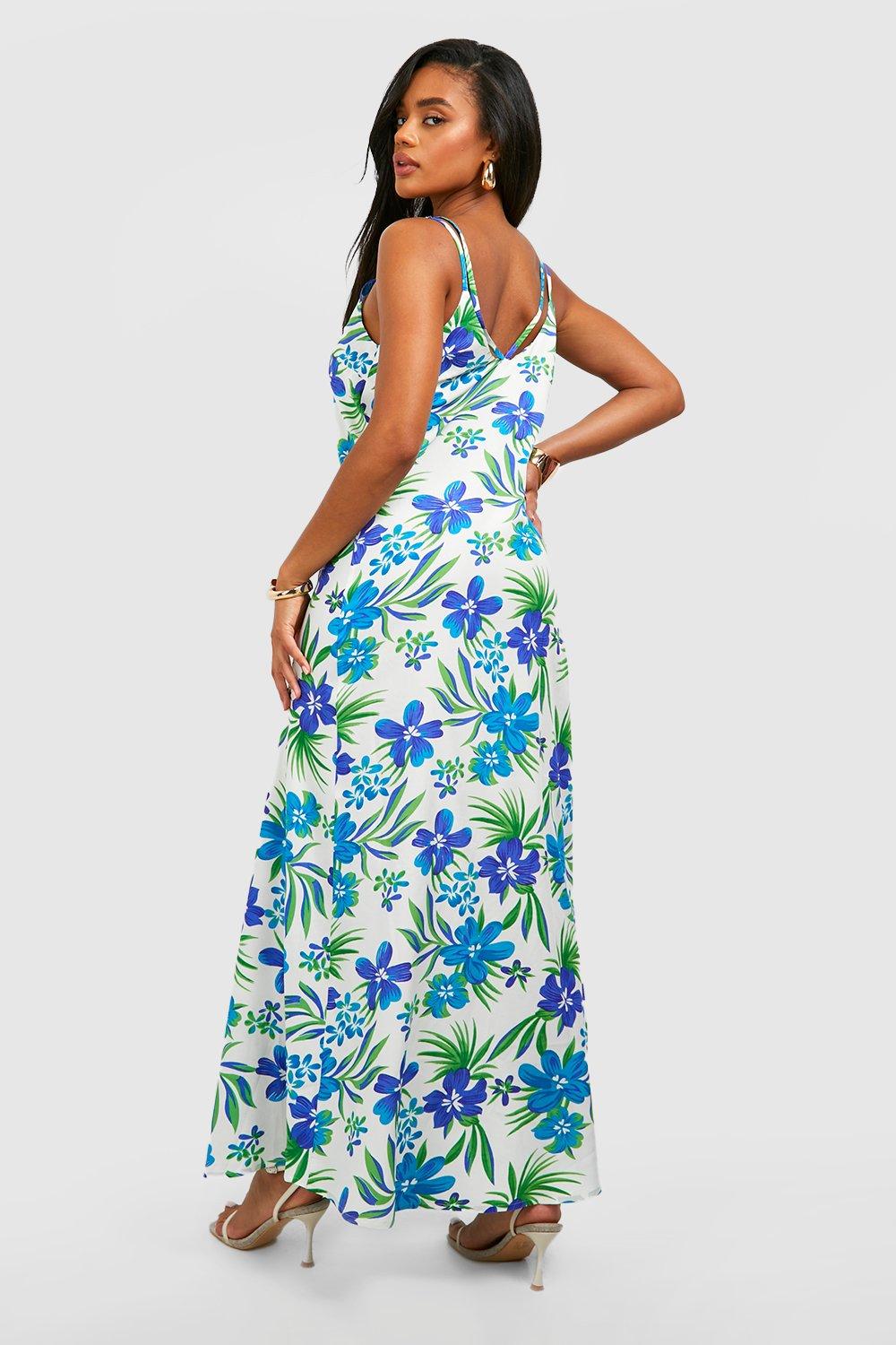 Blue strappy maxi store dress