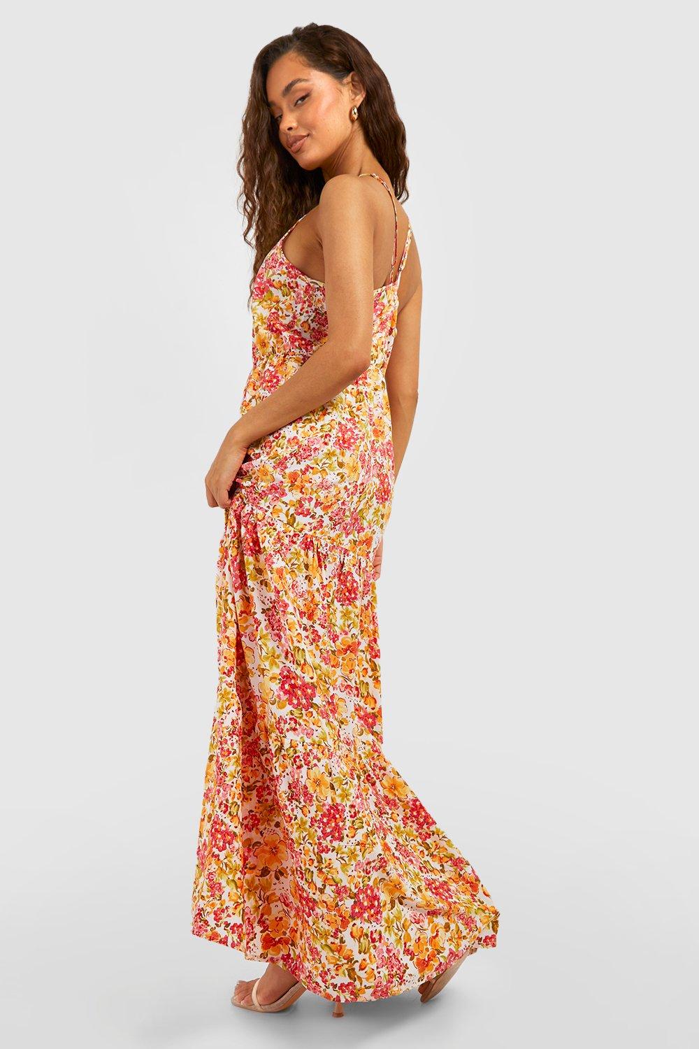 The Strappy Maxi Dress in Yellow Floral