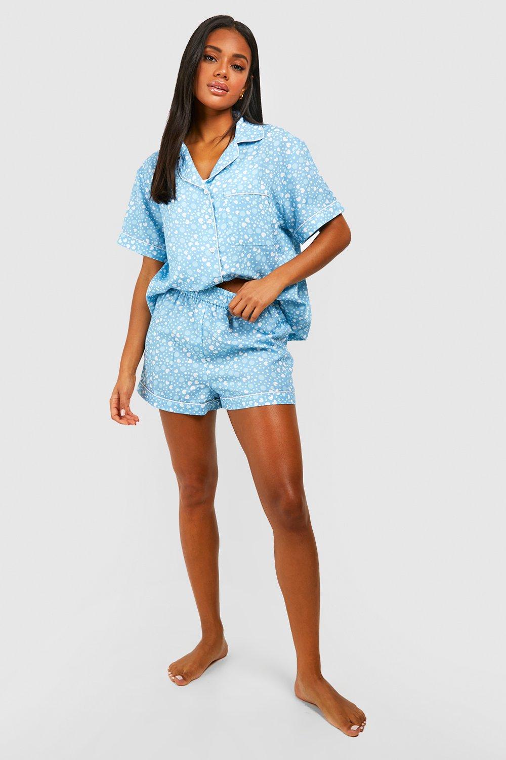 Heart Print Short Pajama Set