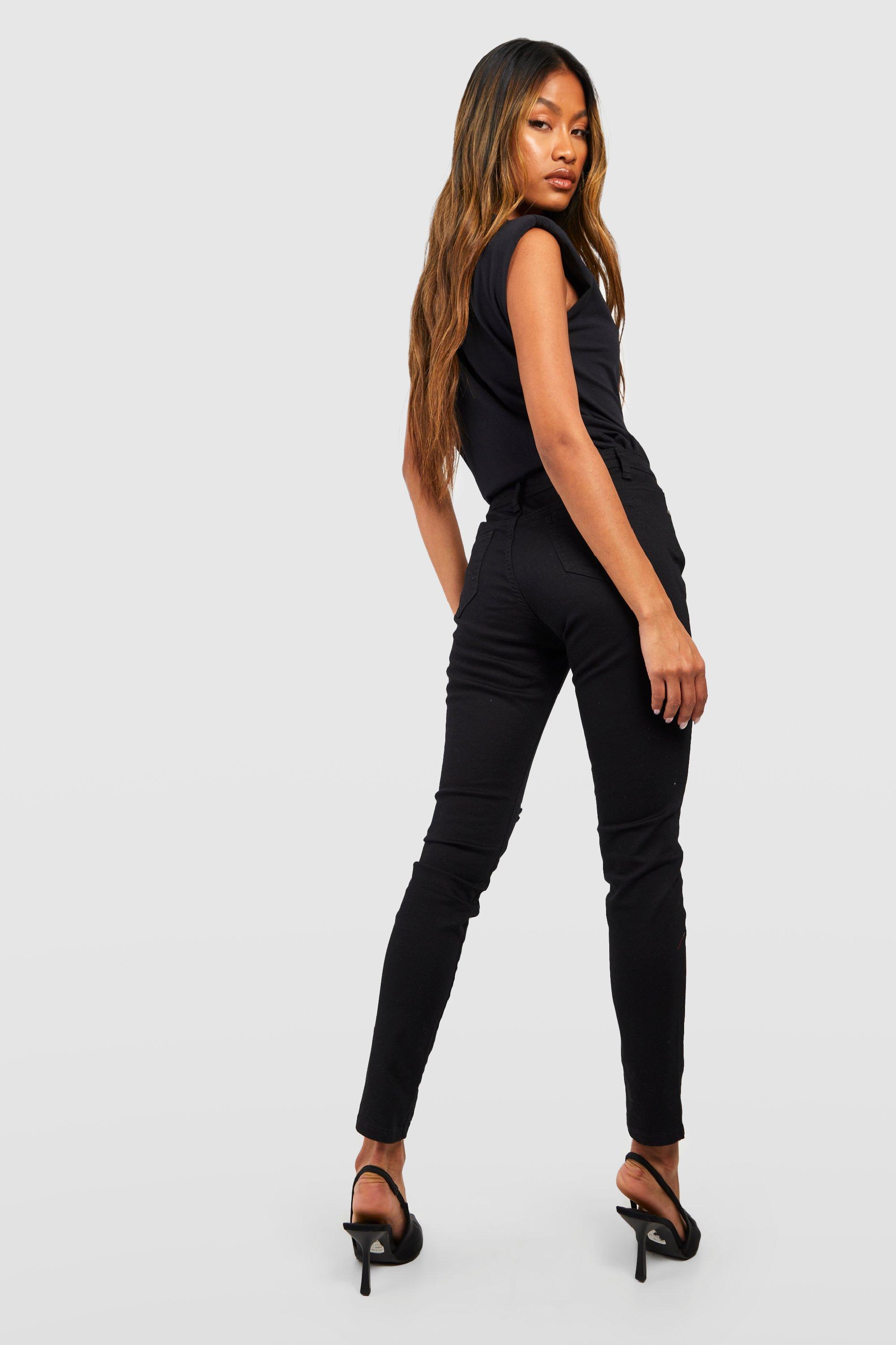 Mid Rise Distressed Super Skinny Jeans boohoo