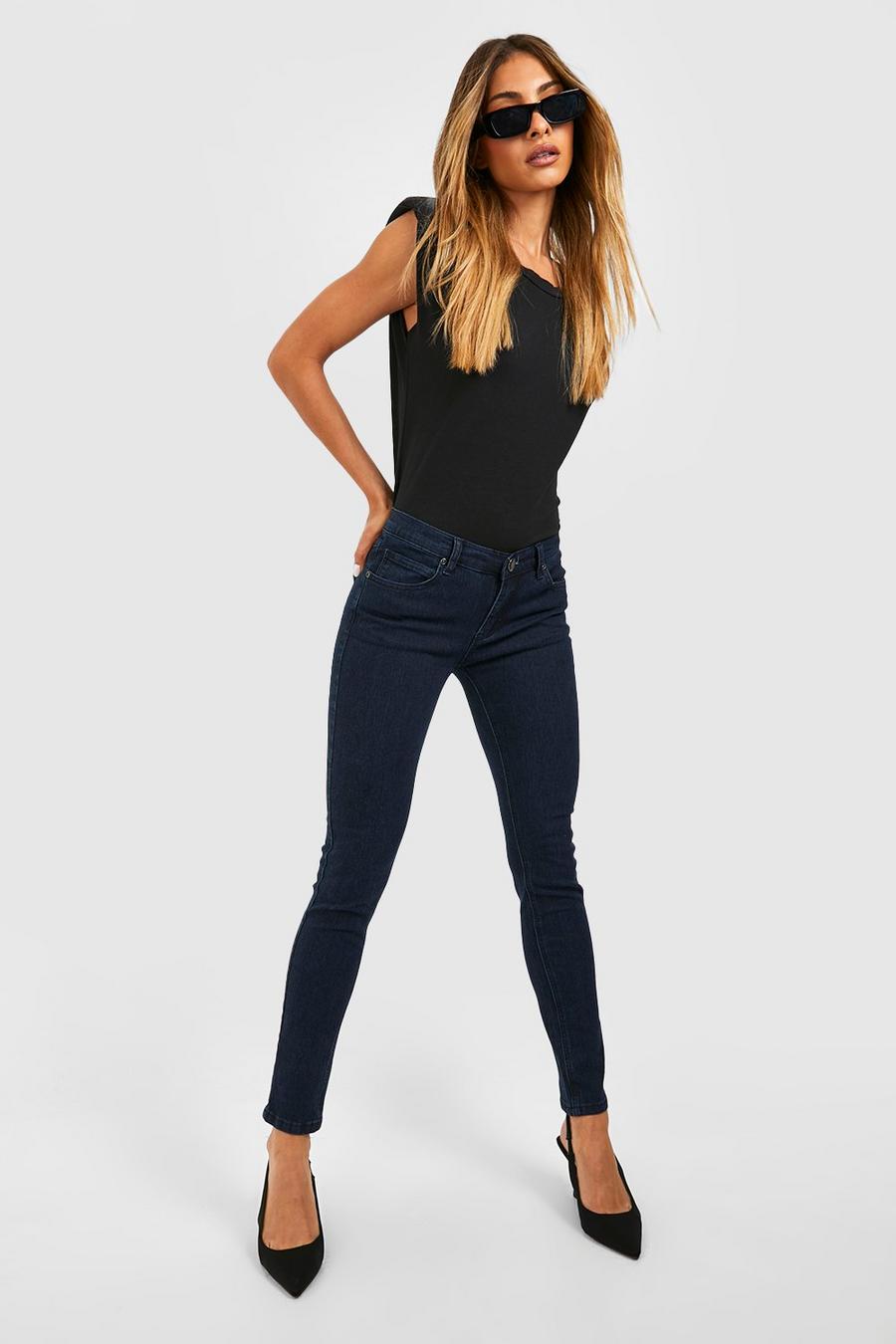 Sexy Women Plus Size Black Super Low Rise Waist Jeans Fold Flare