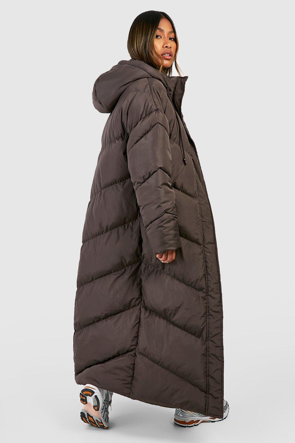 Hooded maxi puffer coat sale