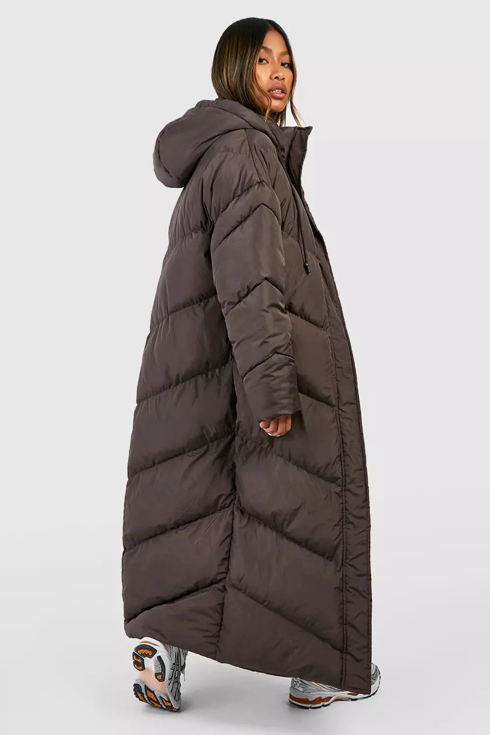 Maxi padded coat with hood sales