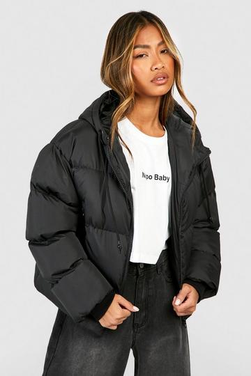 Hooded Padded Puffer Jacket black