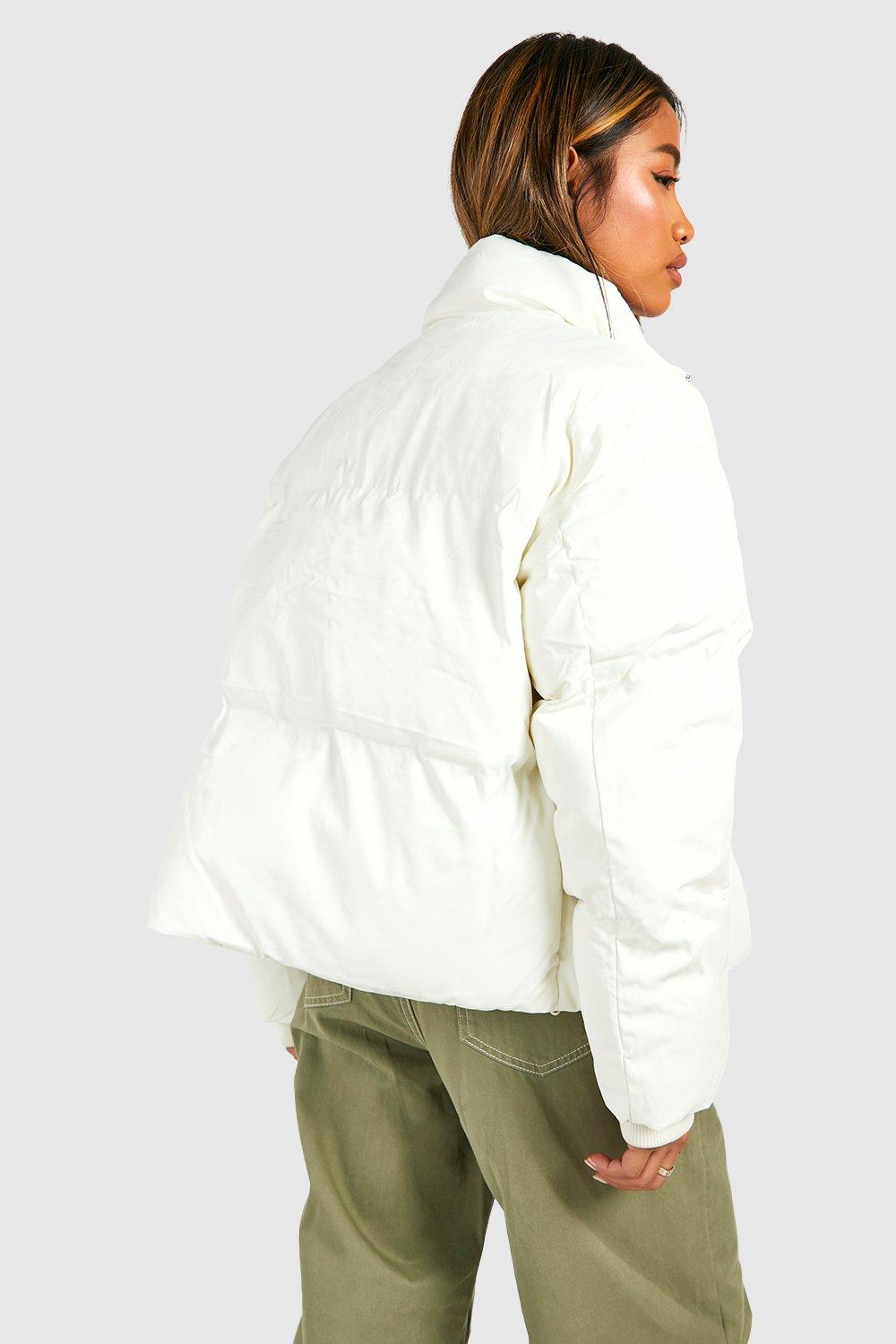 Boohoo white cheap puffer jacket