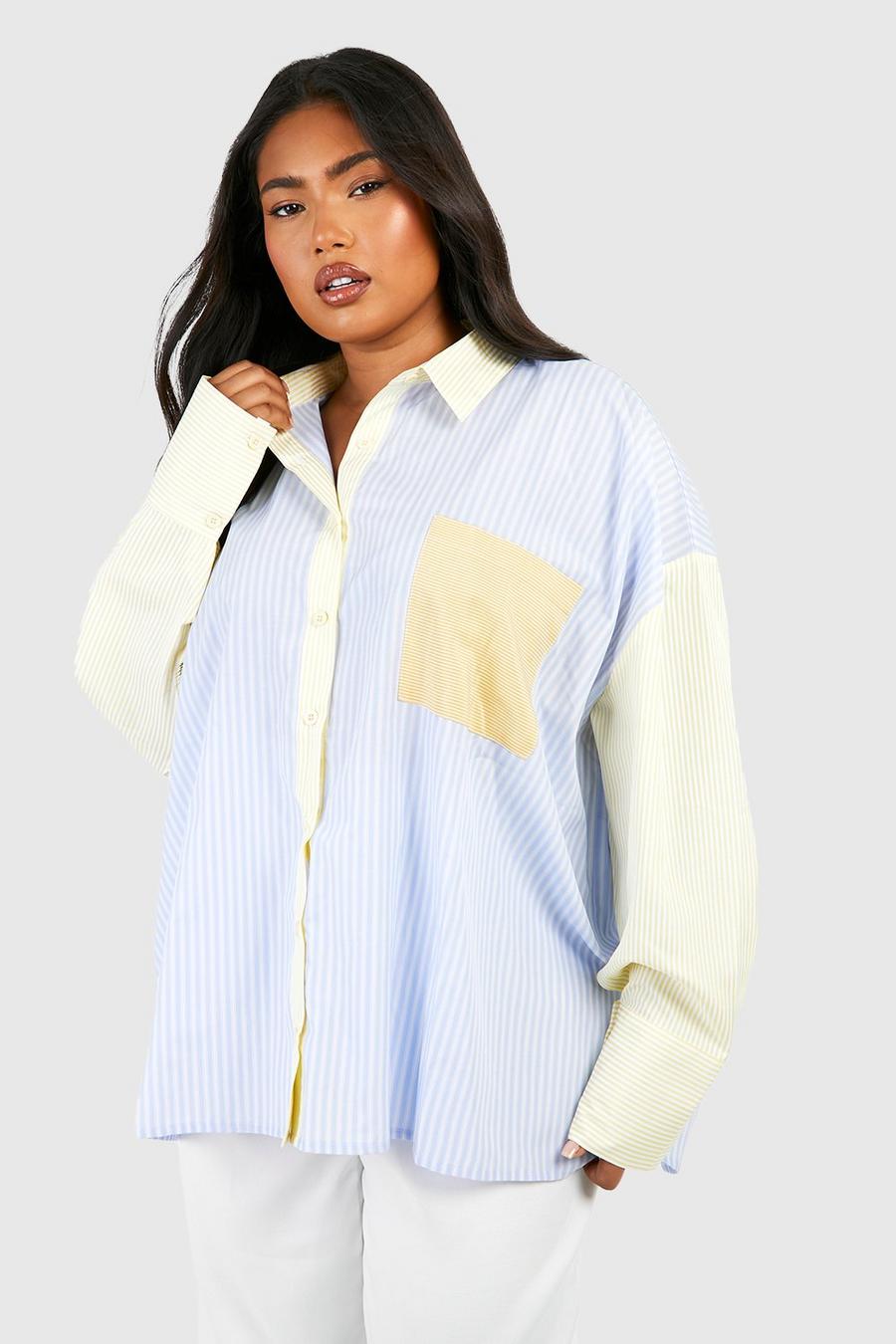 Blue Plus Mixed Stripe Oversized Shirt 