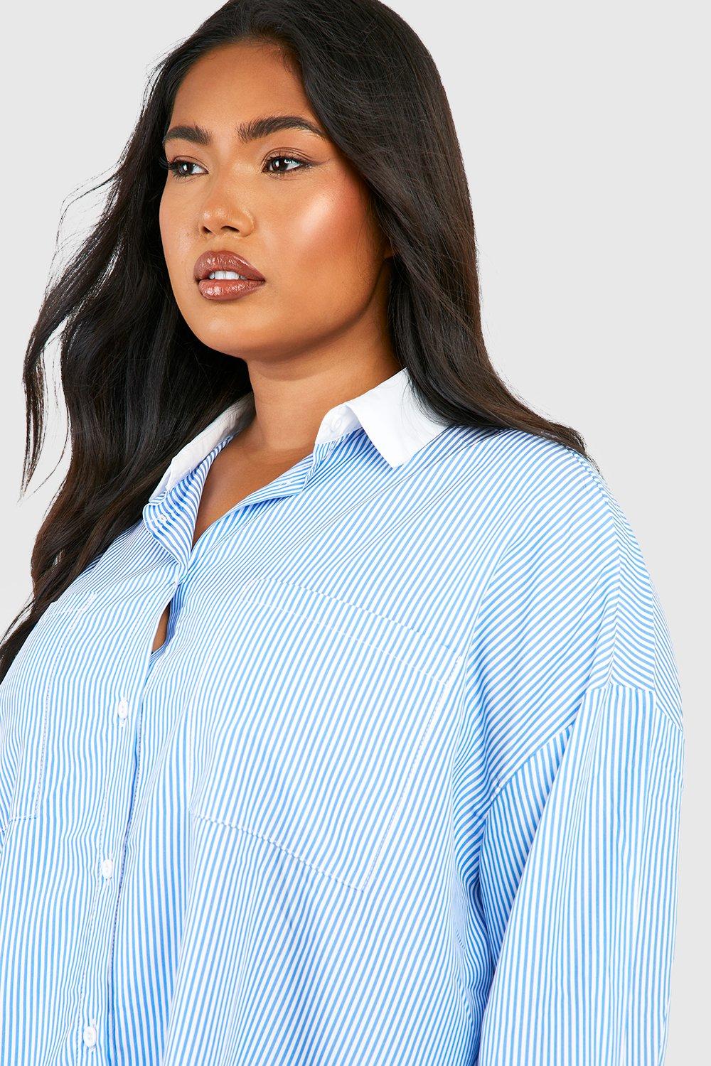 Women's plus size store white collar shirts