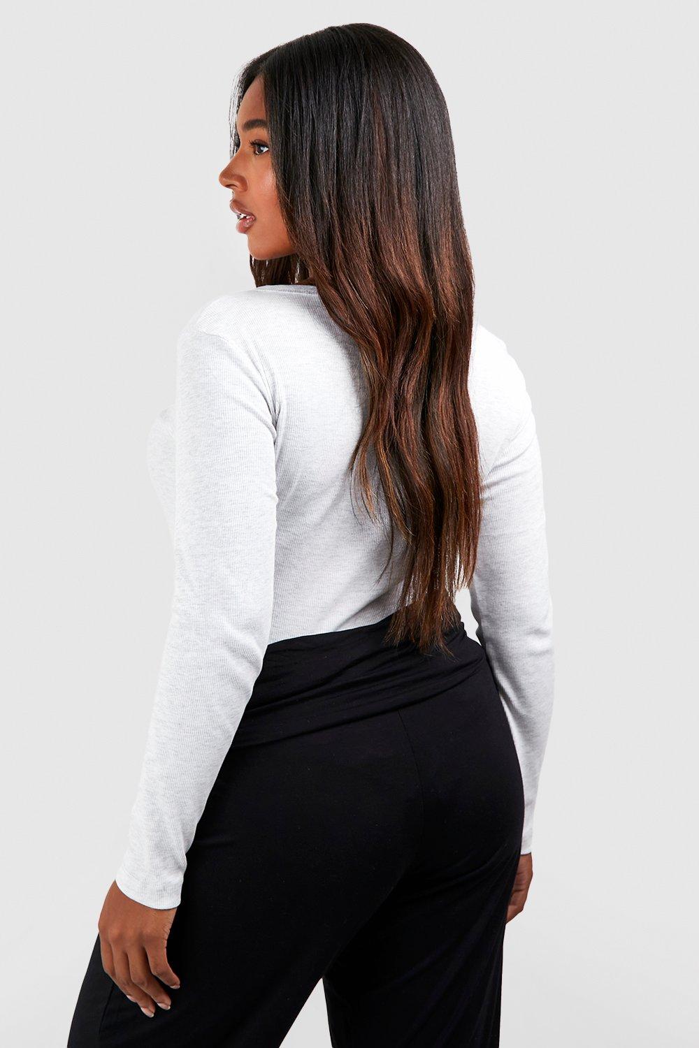 Plus Notch Long Sleeve Bodysuit