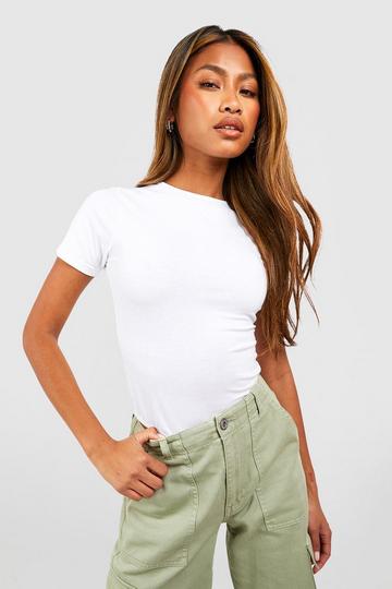 Basic Katoenen Bodysuit Met T-Shirt white