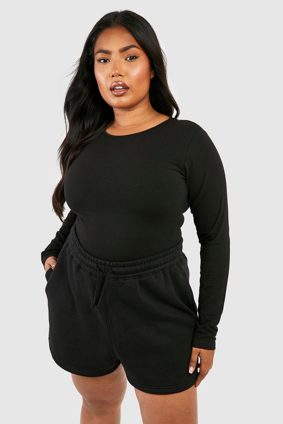 Body a girocollo Plus Size in cotone, Black image number 1