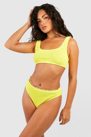 Premium Crinkle High Leg Bikini Brief yellow