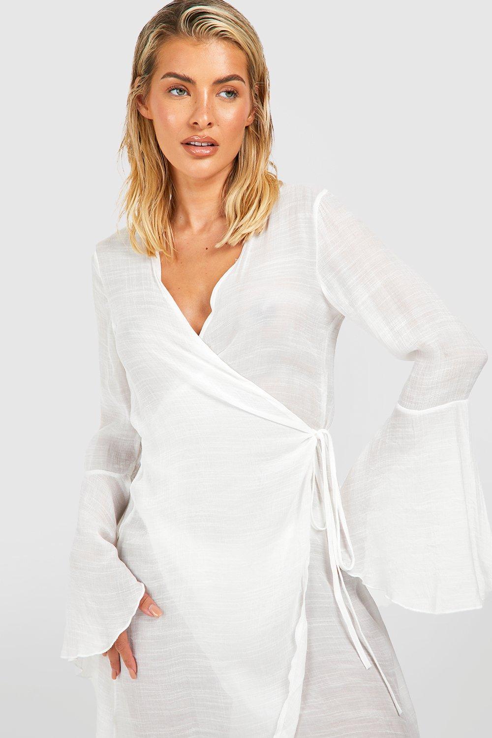 Boohoo white best sale wrap dress