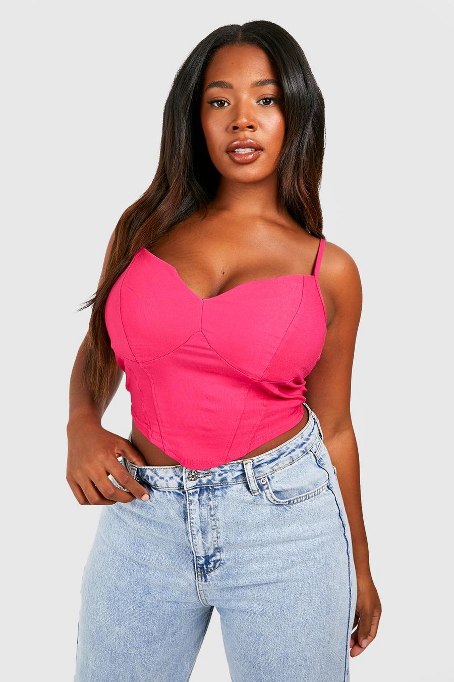 Plus Size Bustier Bodysuit - Pink