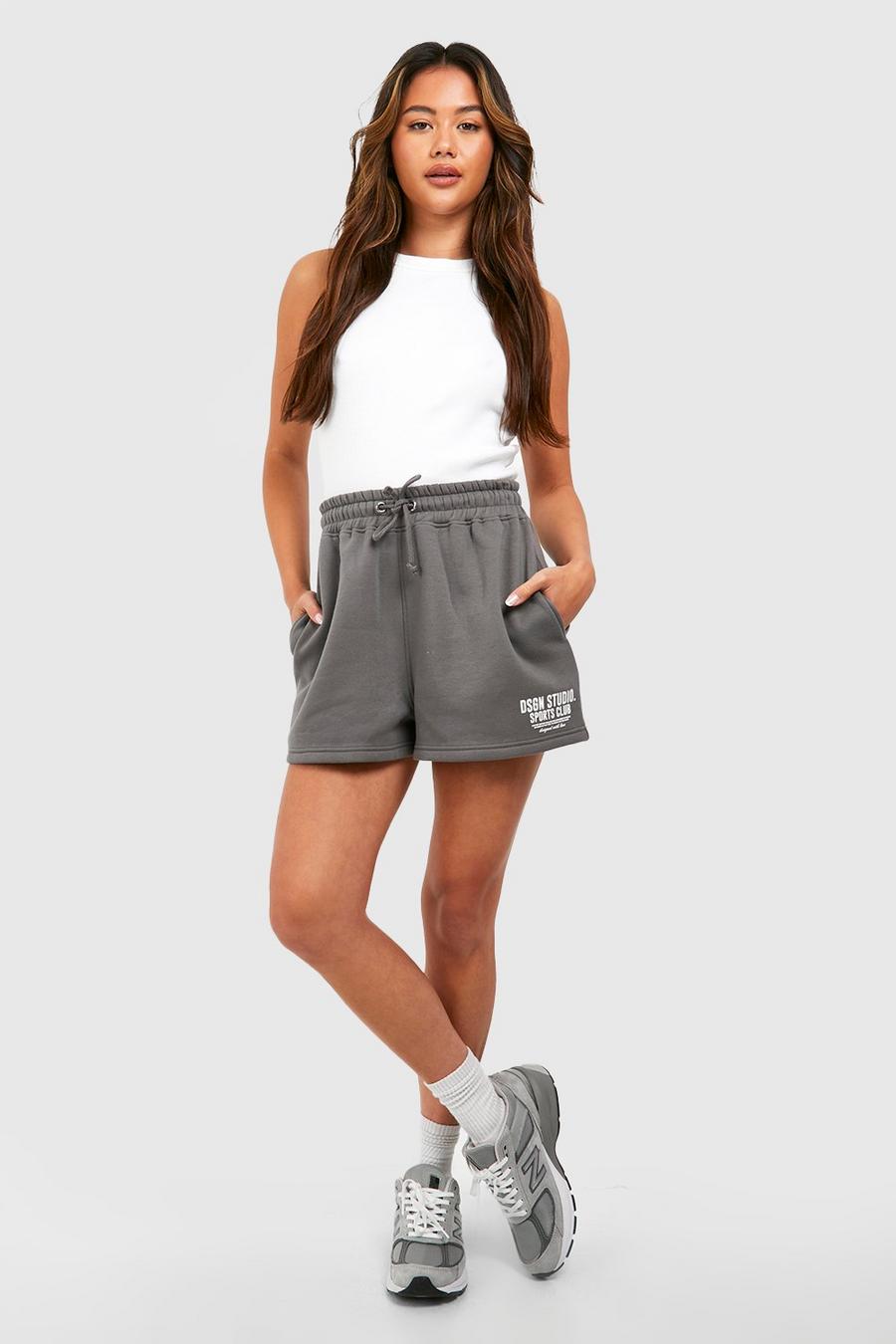 Sweat-Shorts mit Dsgn Studio Sports Clubs Slogan, Charcoal