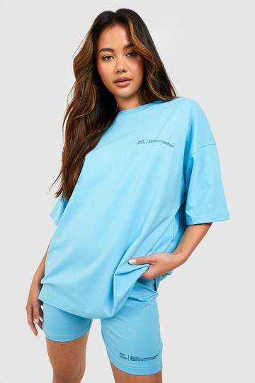 Dsgn Studio Text Slogan Oversized T-shirt And Cycling Short Set aqua