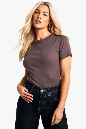 T-Shirt Met Korte Mouwen En Crewneck brown