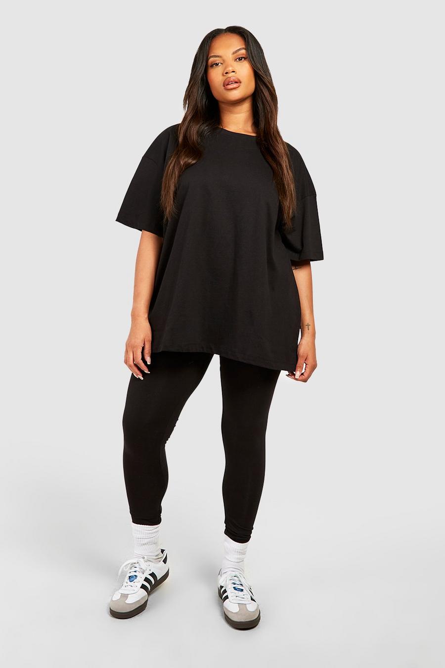 Black negro Plus Oversized T-shirt And Legging Set image number 1