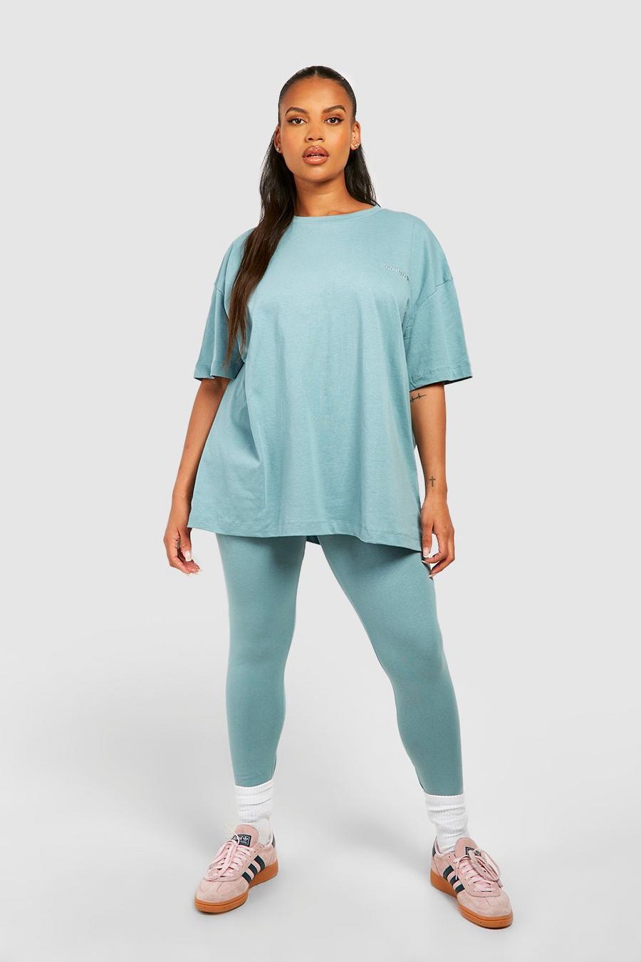 Blue Plus Oversized T-shirt And Legging Set