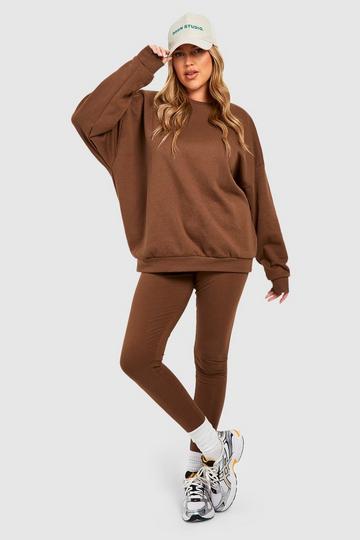 Plus Oversized Sweatshirt And Legging Set chocolate