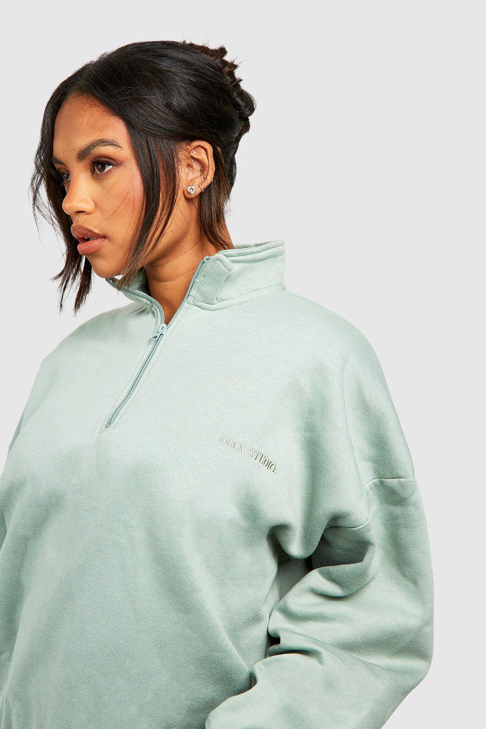 Plus Oversized Half Zip Sweatshirt