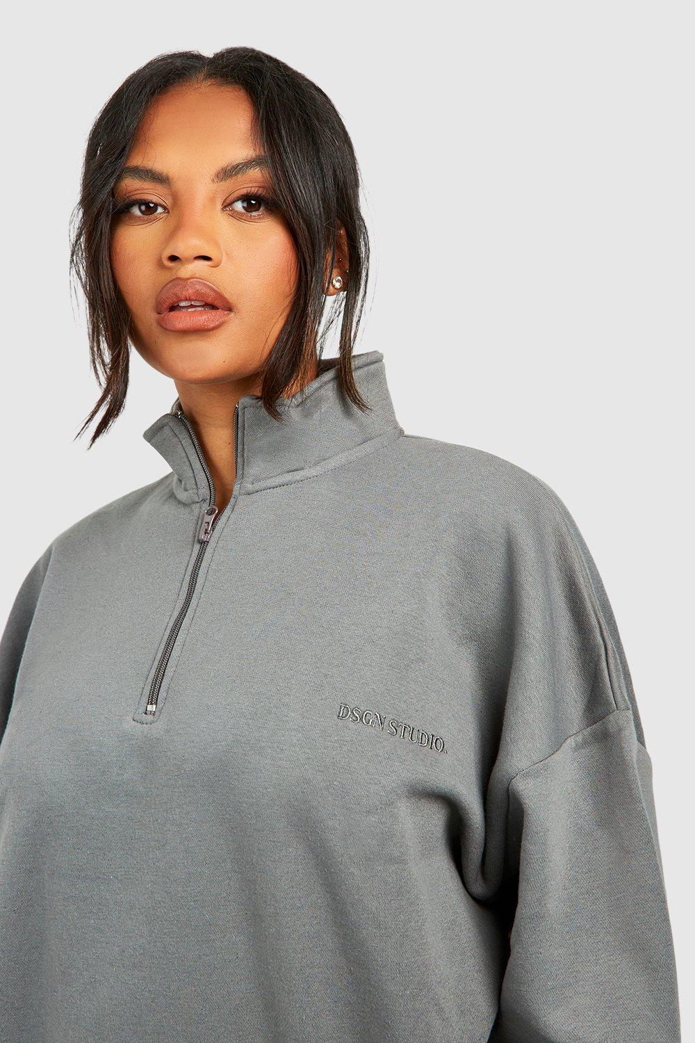 Plus Oversized Half Zip Sweatshirt