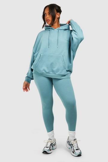 Grande taille - Ensemble oversize avec sweat à capuche et legging blue