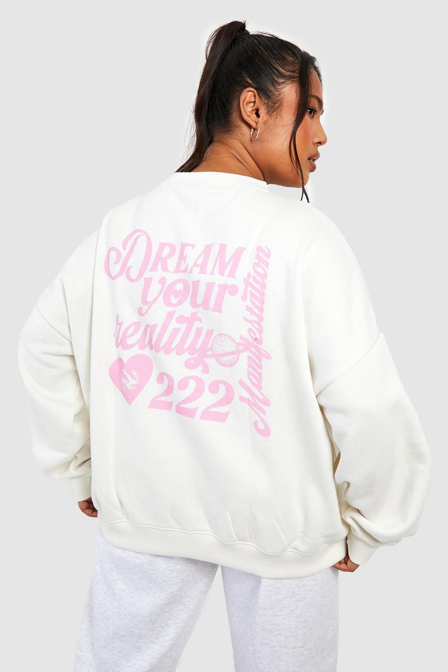 Plus Oversize Sweatshirt mit Dream Print, Stone image number 1