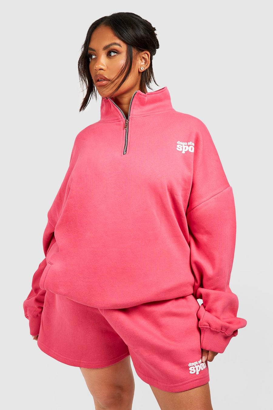 Plus Dsgn Studio Sweatshirt mit halbem Reißverschluss, Pink image number 1