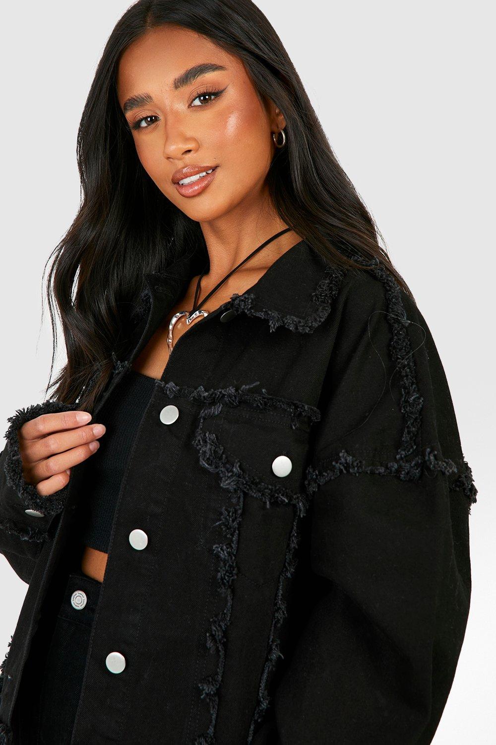 Black frayed shop denim jacket