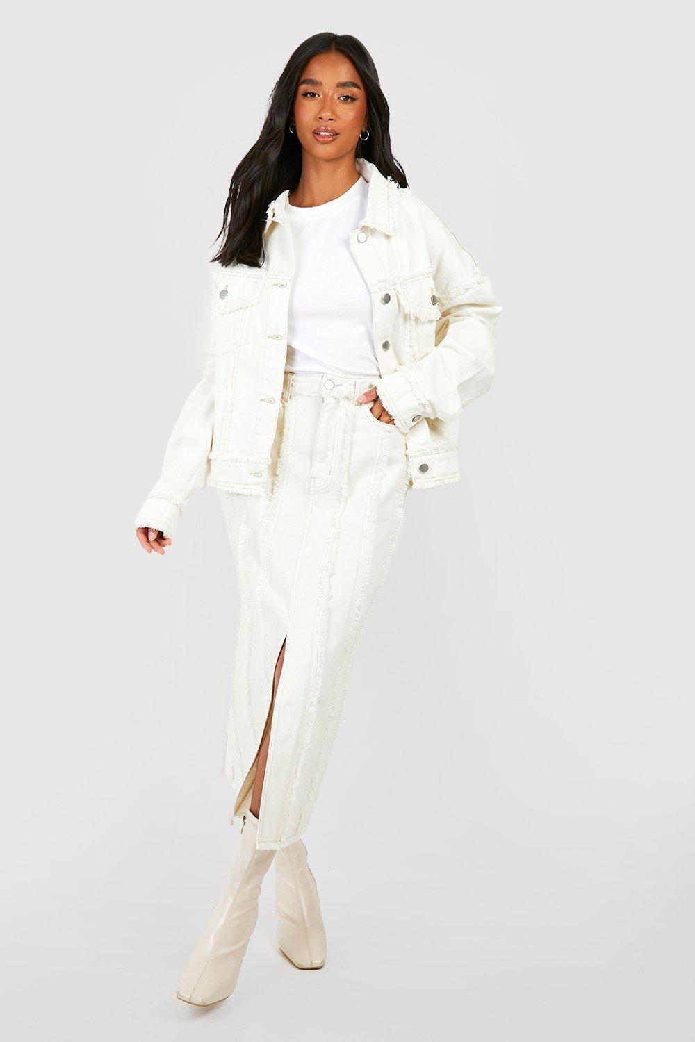 White frayed 2024 denim jacket