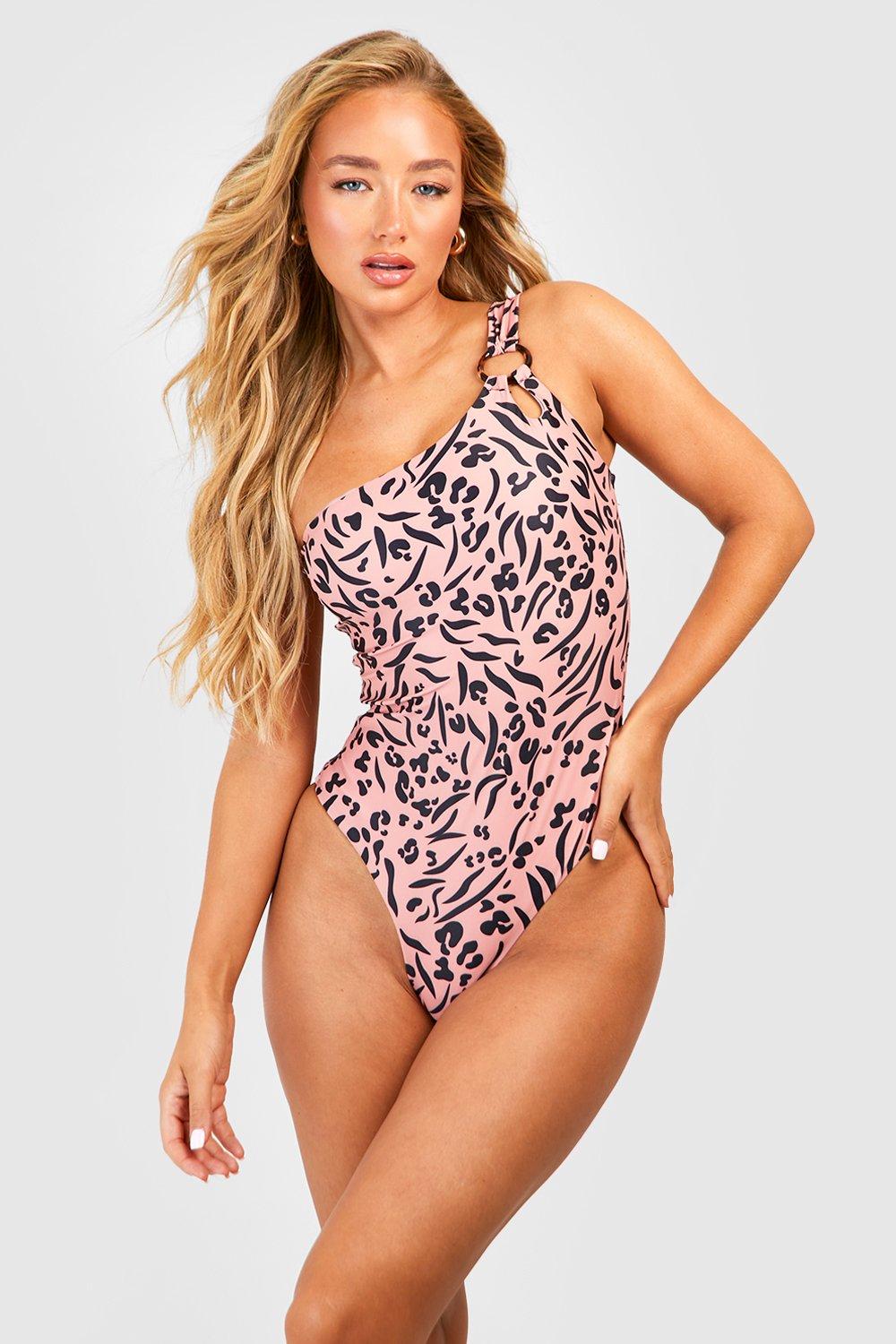 Tiger Tummy Control O-ring One Shoulder Swimsuit
