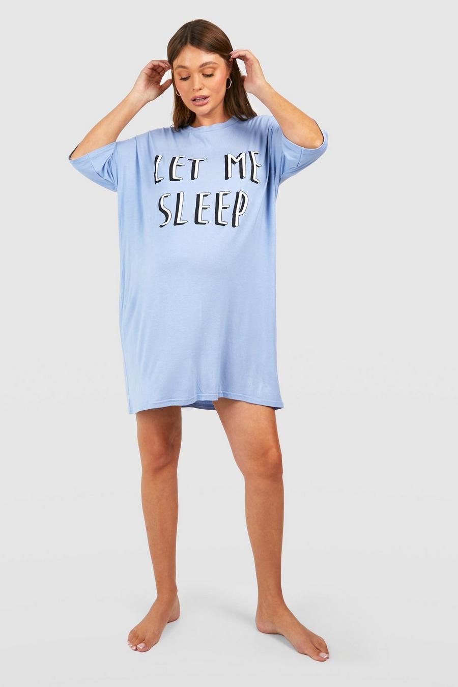 Blue Maternity Let Me Sleep Printed Nightie