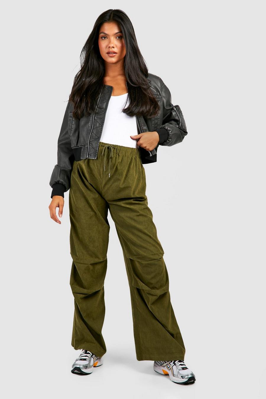 Washed khaki Maternity Relaxed Soft Touch Cargo Wide Leg Trouser