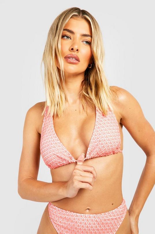 boohoo Textured Crochet Wide Triangle Bikini Top Sale