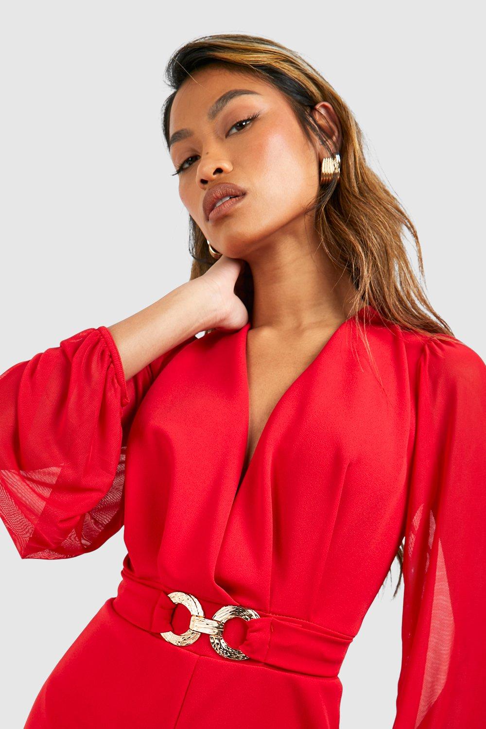 Boohoo best sale red playsuit