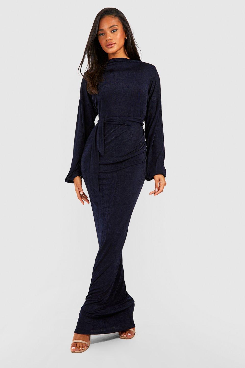 Navy slinky maxi store dress