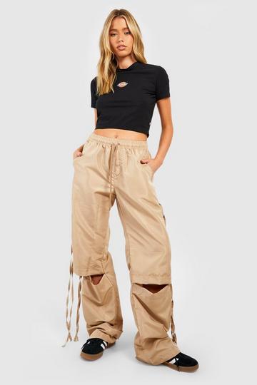 Parachute Cargo Broek Met Geplooide Zoom En Split beige