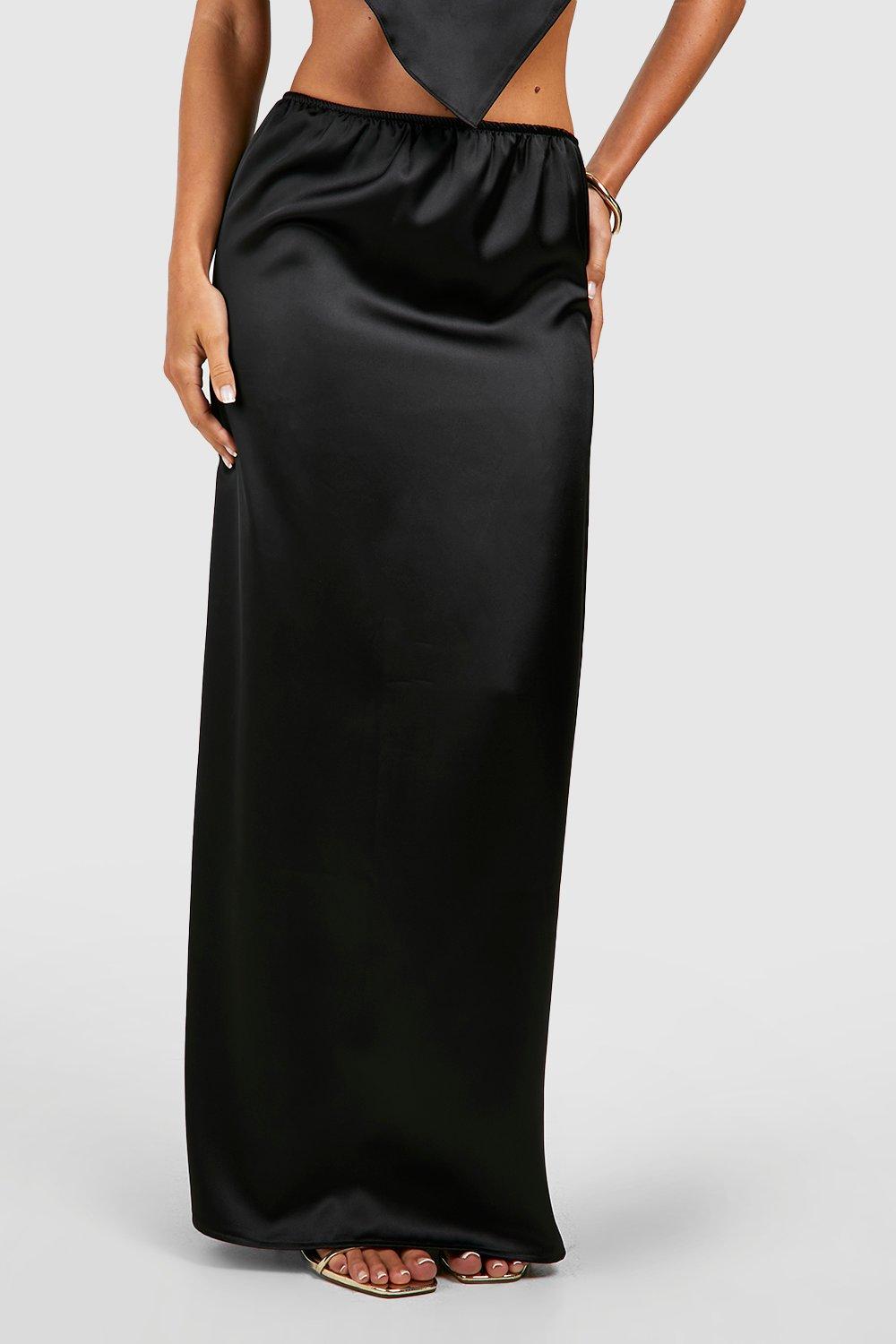 Black satin best sale slip skirt