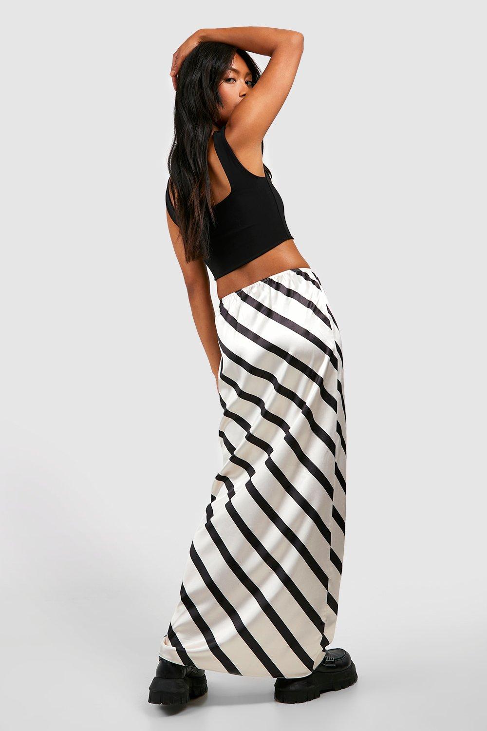 Striped shop skirt boohoo