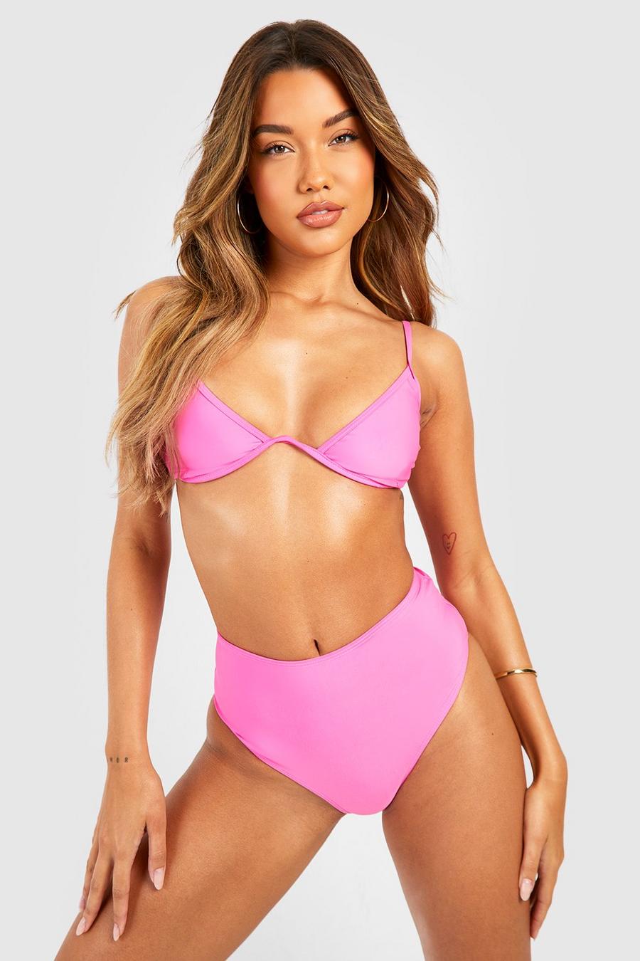 Pink Gold Trim Tie Side Bikini Brief