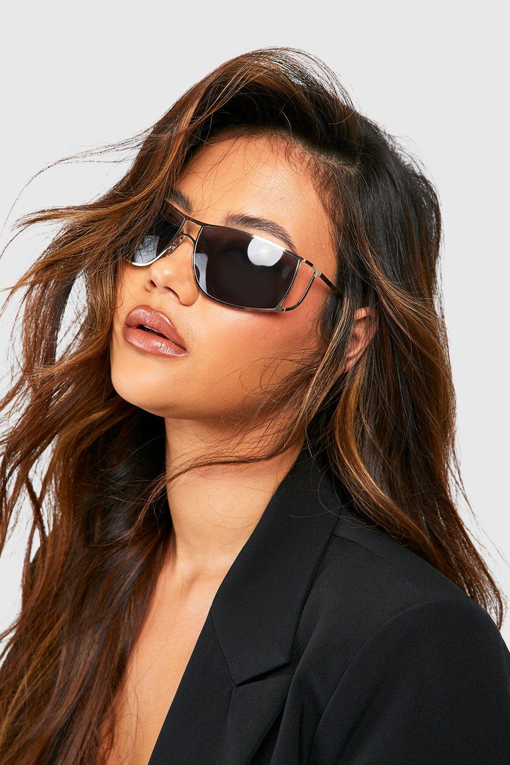 Curved sales aviator sunglasses