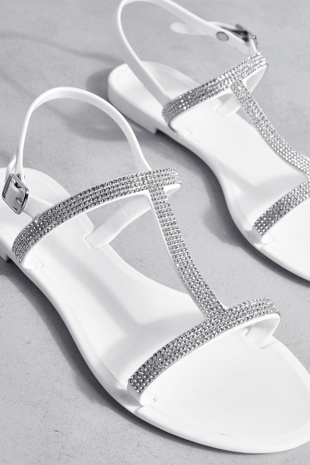 Diamante Embellished Jelly Sandals Boohoo UK