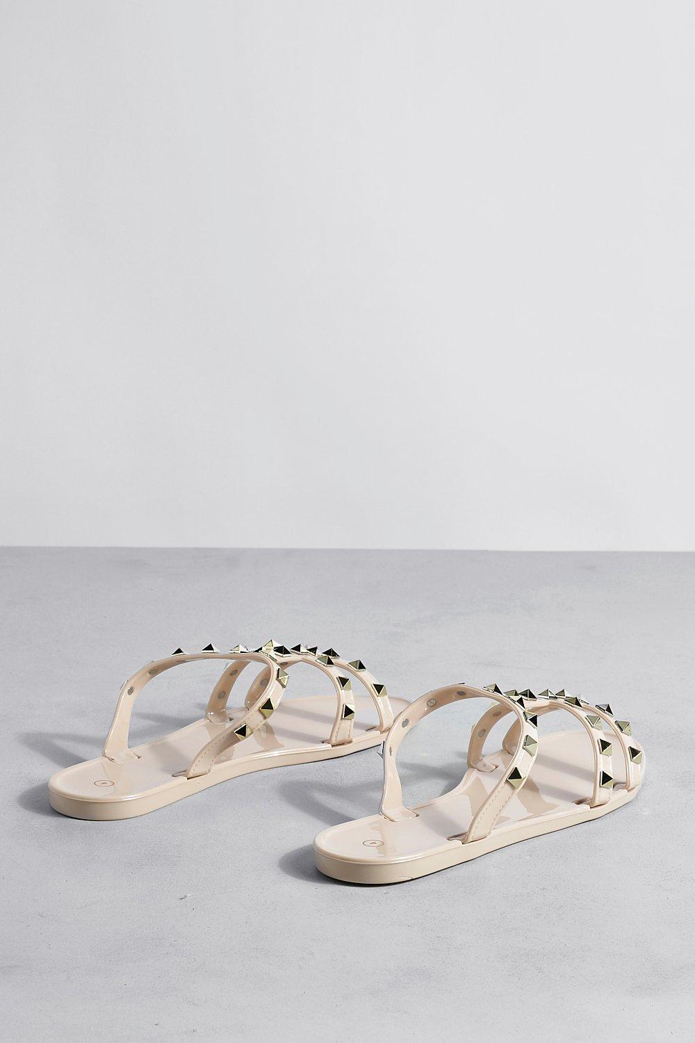 Stud Detail Caged Jelly Sandals boohoo