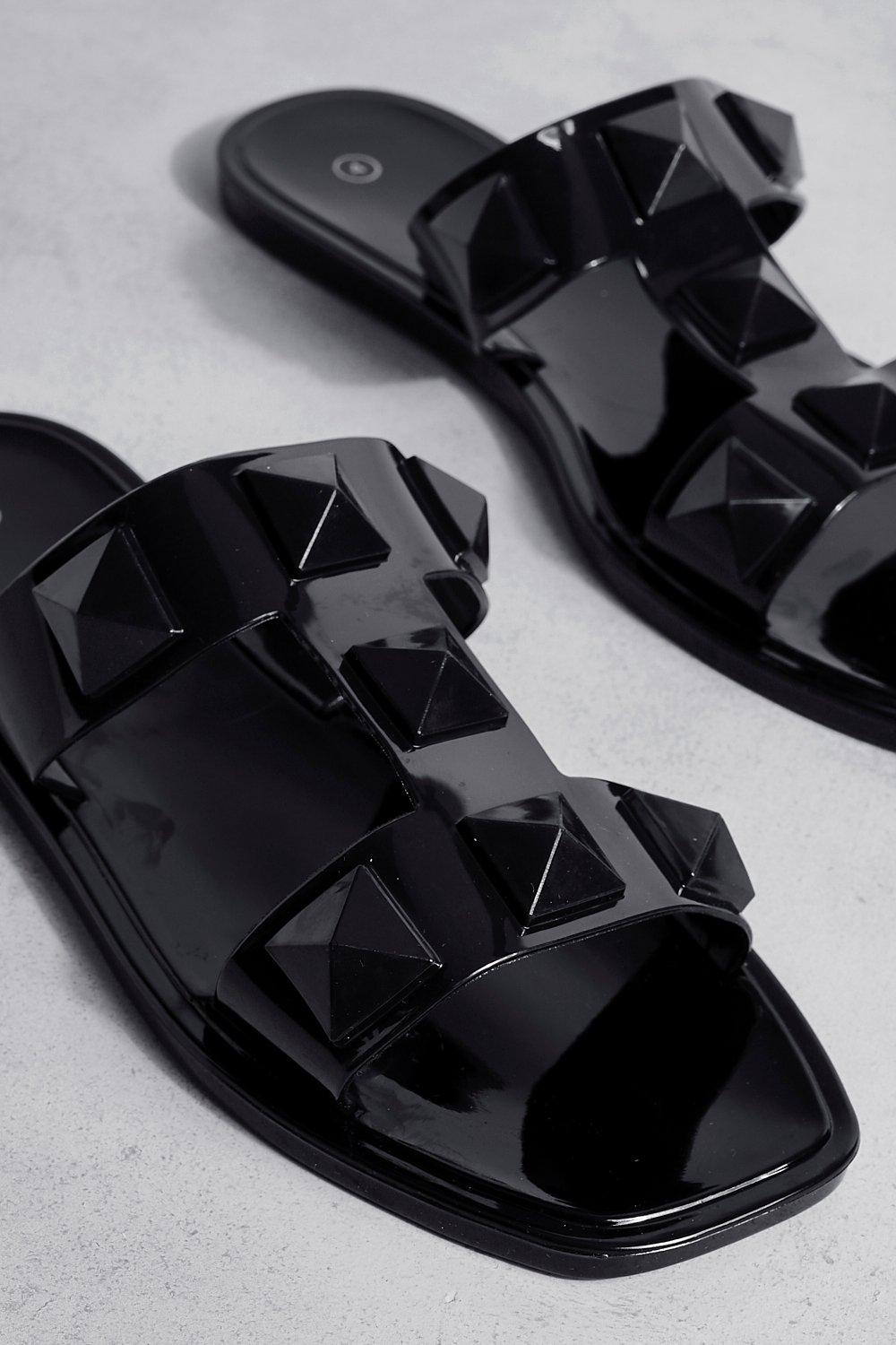 Black studded jelly store sandals