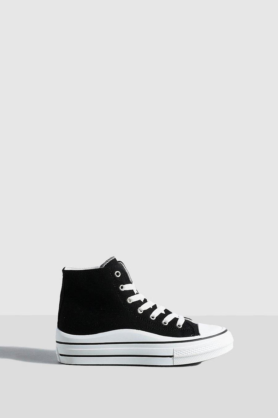 Black Chunky Lace Up High Top Sneakers