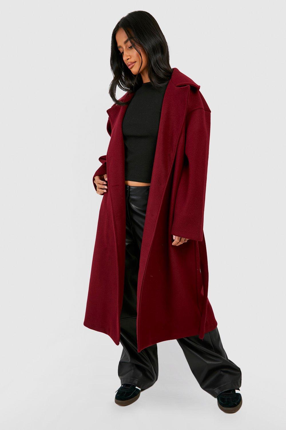 Petite Collar Detail Double Breasted Wool Maxi Coat