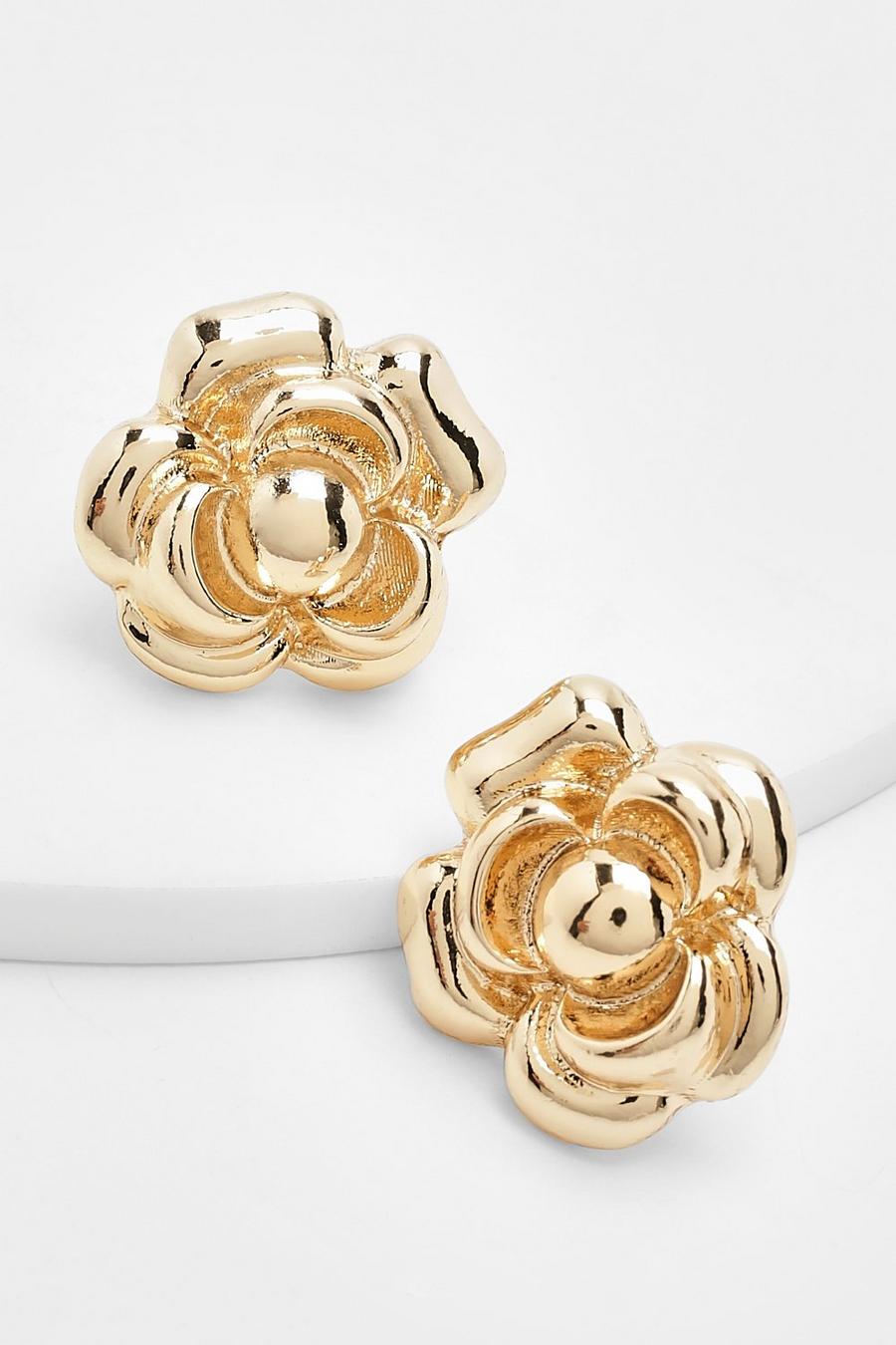 Gold Rose Stud Earrings  image number 1