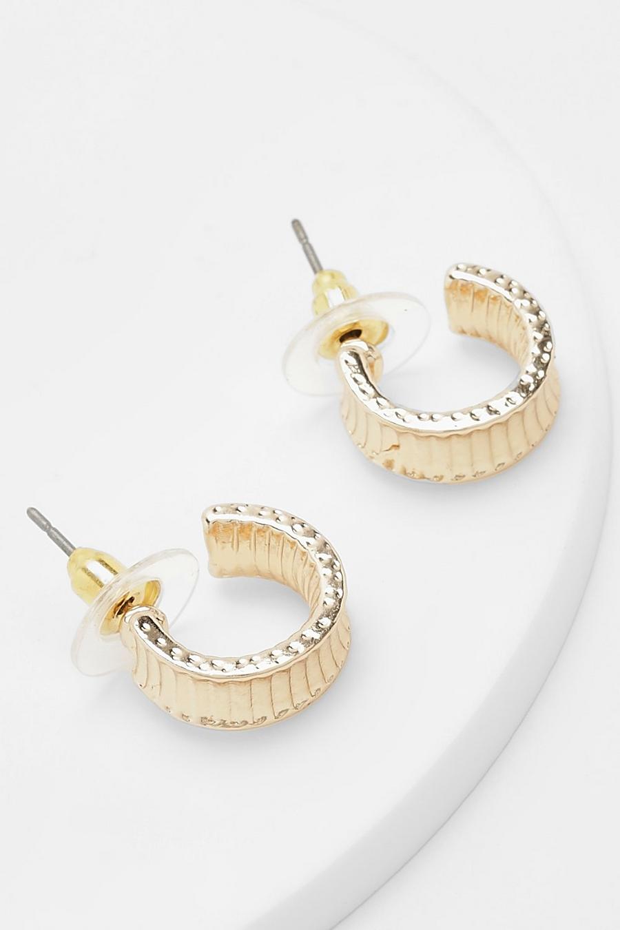 Gold Ribbade chunky hoops image number 1